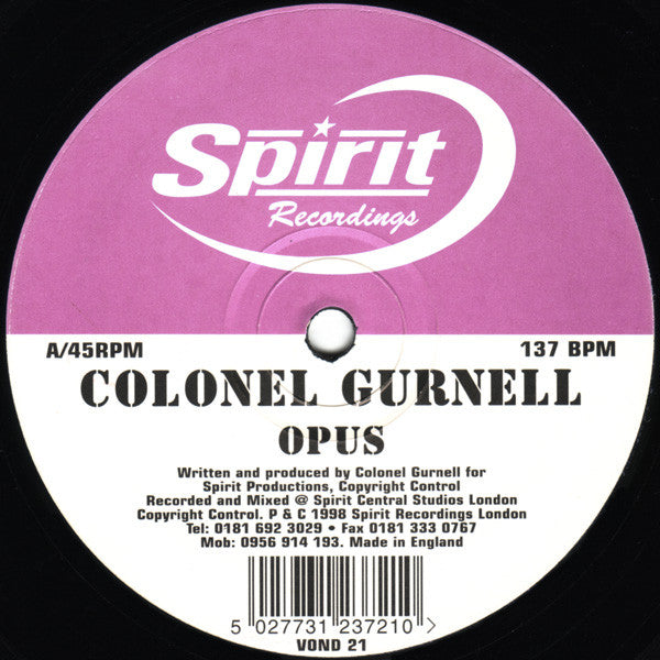 Colonel Gurnell : Opus / Widescreen (12", Single)