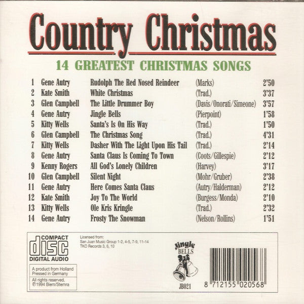 Various : Country Christmas 14 Greatest Christmas Songs (CD, Comp)