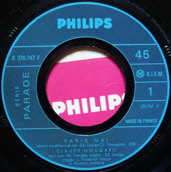 Claude Nougaro : Paris Mai / La Pluie Fait Des Claquettes (7", Single)