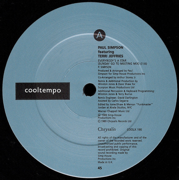 Paul Simpson Featuring Terri Jeffries : Everybody's A Star (12")
