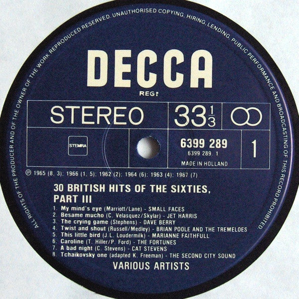 Various : 30 British Hits Of The 60's - Part III (2xLP, Comp)