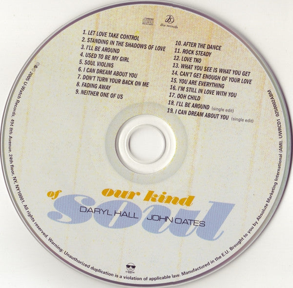 Daryl Hall & John Oates : Our Kind Of Soul (CD, Album)