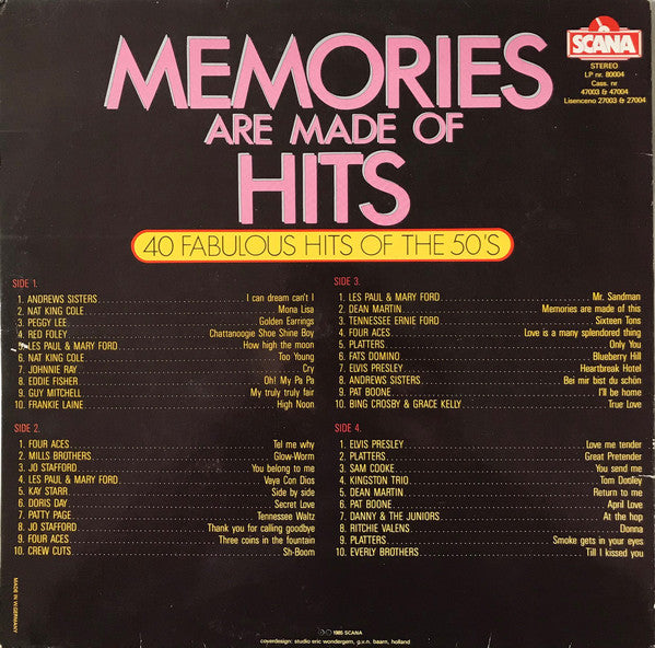 Various : Memories Are Made Of Hits - 40 Fabulous Hits Of The 50's (2xLP, Comp, Gat)
