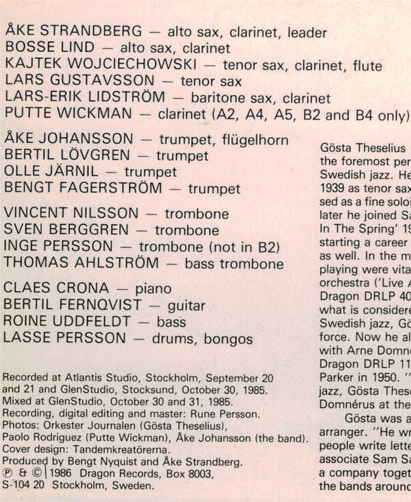 Omnibus Big Band, Putte Wickman, Bertil Lövgren, Vincent Nilsson, Claes Crona : Memories Of You (A Tribute To Gösta Theselius) (LP)