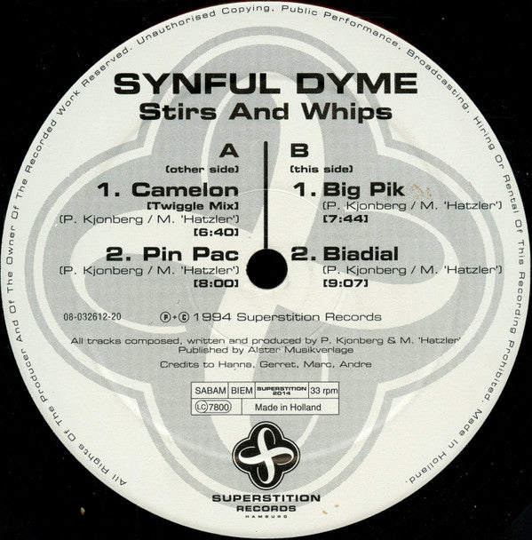 Synful Dyme : Stirs And Whips (12")