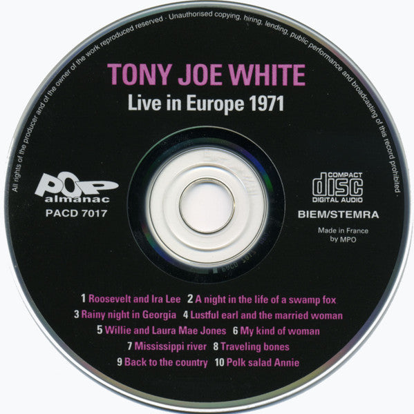 Tony Joe White : Live In Europe 1971 (CD, Album, RE)