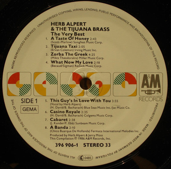 Herb Alpert & The Tijuana Brass : The Very Best (LP, Comp, whi)