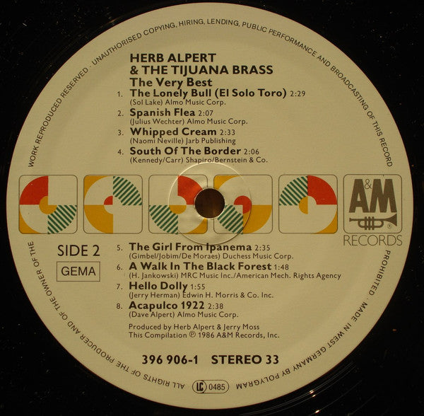 Herb Alpert & The Tijuana Brass : The Very Best (LP, Comp, whi)