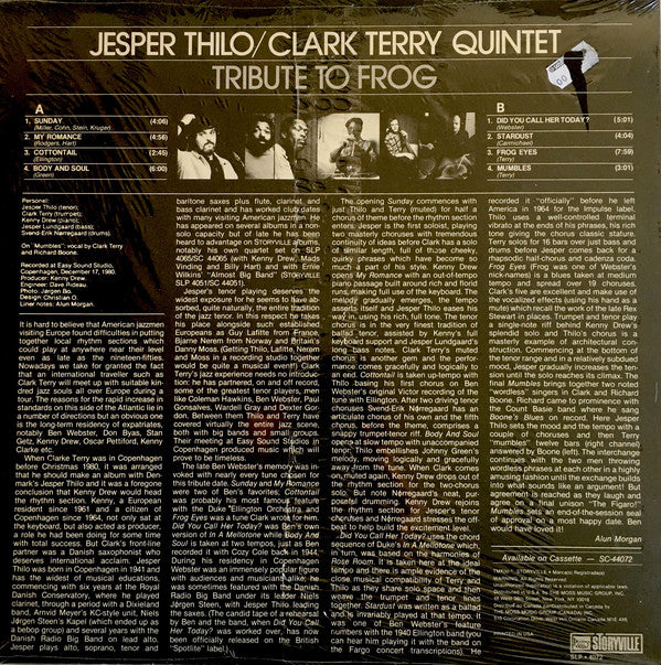 Jesper Thilo/Clark Terry Quintet : Tribute To Frog (LP, Album)