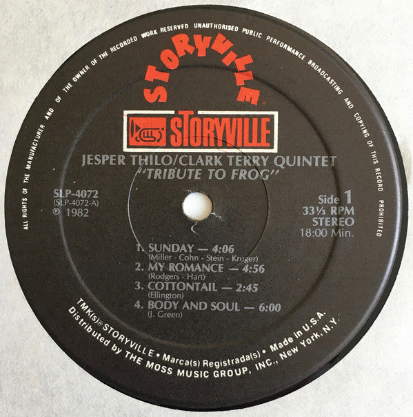 Jesper Thilo/Clark Terry Quintet : Tribute To Frog (LP, Album)