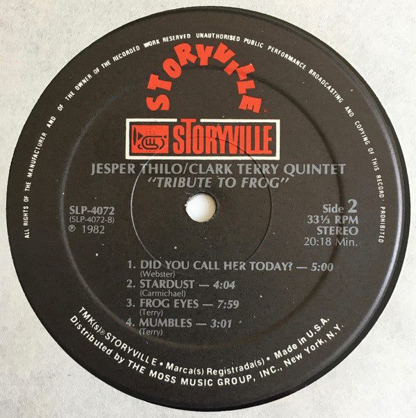 Jesper Thilo/Clark Terry Quintet : Tribute To Frog (LP, Album)
