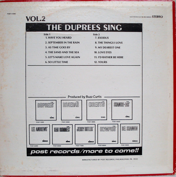 The Duprees : The Duprees Sing Volume 2 (LP, Comp)