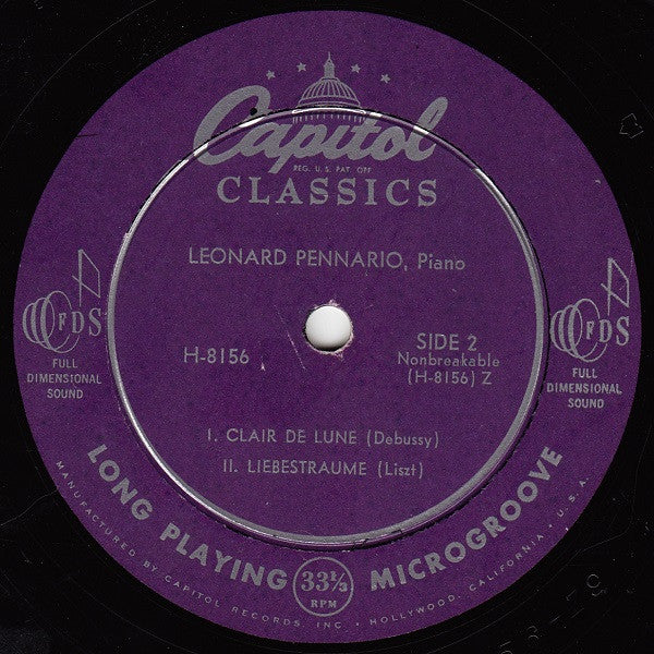 Leonard Pennario : Leonard Pennario, Piano (10")