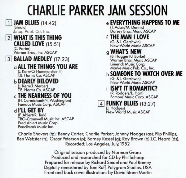 Charlie Parker : Charlie Parker Jam Session (CD, Comp, RE)