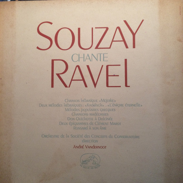 Gérard Souzay : Souzay Chante Ravel (LP, Album, Mono)