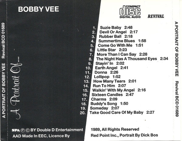 Bobby Vee : A Portrait Of Bobby Vee (CD, Comp, Mono)