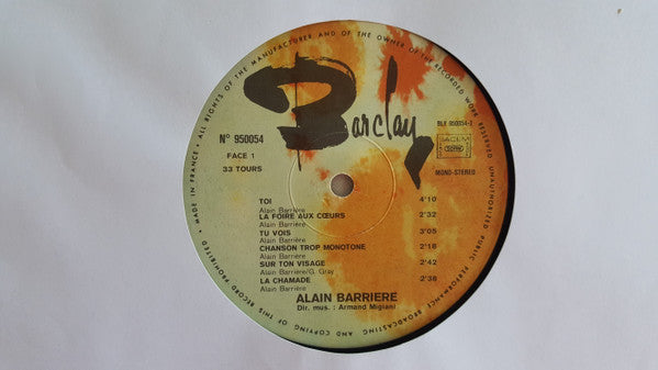 Alain Barrière : Toi - La Chamade - Lamento (LP, Comp)