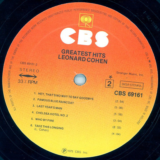 Leonard Cohen : Greatest Hits (LP, Comp)