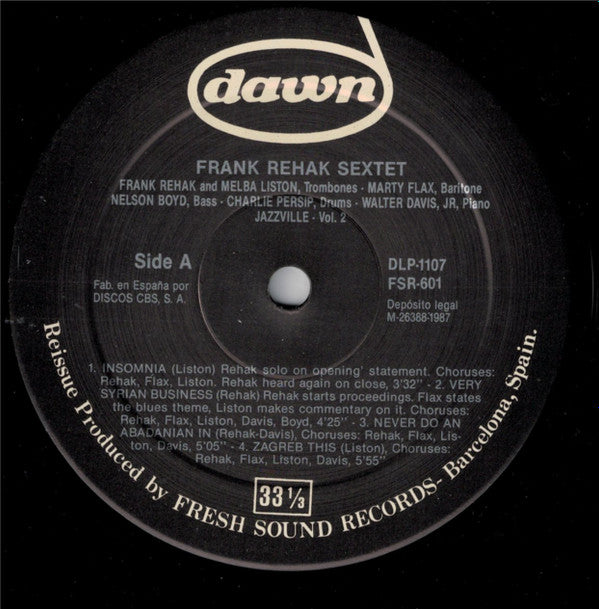 Frank Rehak Sextet, Alex Smith Quintet : Jazzville Vol. 2 (LP, Album, RE)