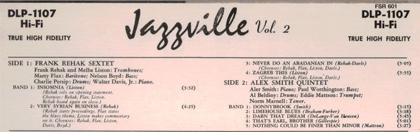 Frank Rehak Sextet, Alex Smith Quintet : Jazzville Vol. 2 (LP, Album, RE)
