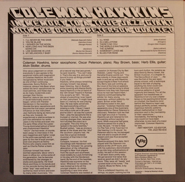 Coleman Hawkins with The Oscar Peterson Quartet : In Memory To A True Jazz Giant (LP, Album)