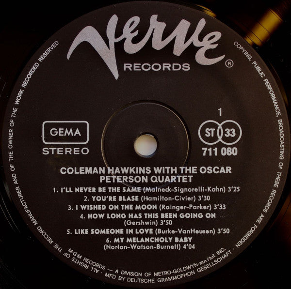 Coleman Hawkins with The Oscar Peterson Quartet : In Memory To A True Jazz Giant (LP, Album)