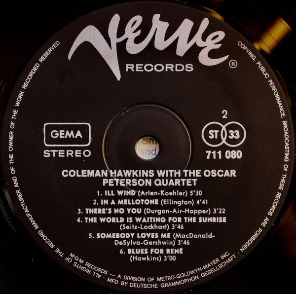 Coleman Hawkins with The Oscar Peterson Quartet : In Memory To A True Jazz Giant (LP, Album)