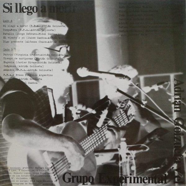 Adrián Goizueta Y El Grupo Experimental : Si Llego A Morir (LP, Album)