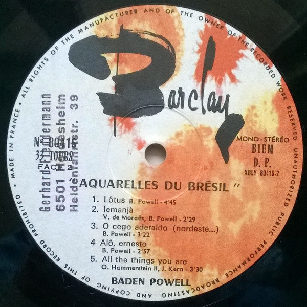 Baden Powell : Aquarelles Du Brésil (LP)