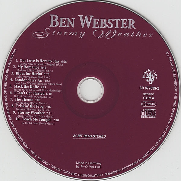 Ben Webster : Stormy Weather (CD, Comp, RE, RM)