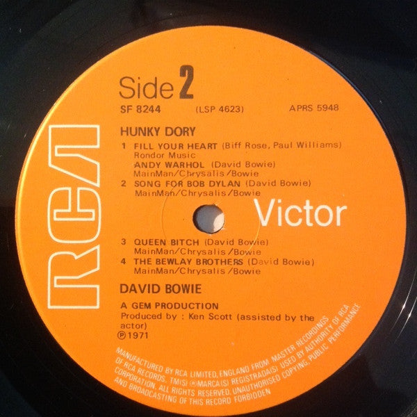 David Bowie : Hunky Dory (LP, Album, RP)