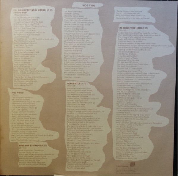 David Bowie : Hunky Dory (LP, Album, RP)