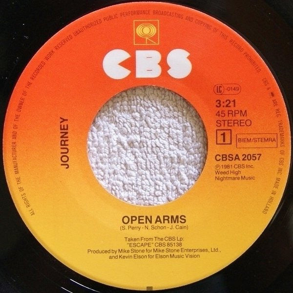 Journey : Open Arms (7", Single)