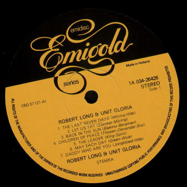 Robert Long & Unit Gloria : Robert Long & Unit Gloria (LP, Comp, RE)