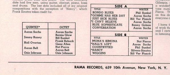 Aaron Sachs : Clarinet And Co. (LP, Album, Mono, RE)