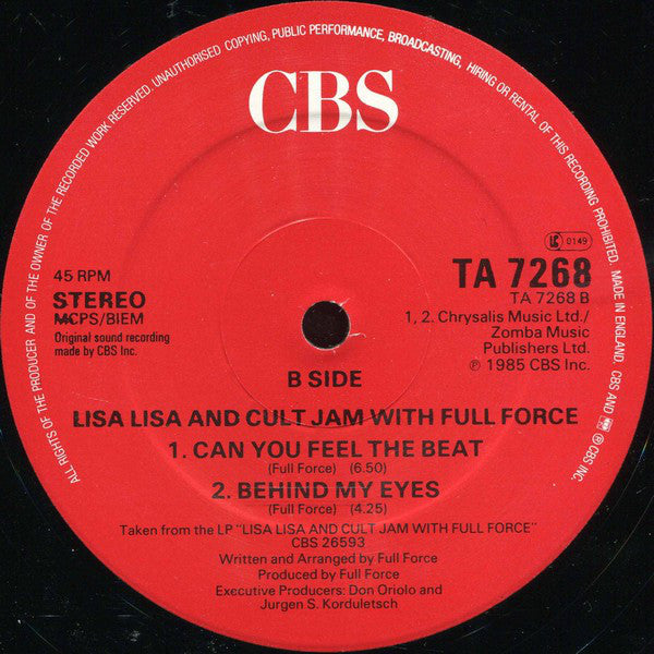 Lisa Lisa & Cult Jam With Full Force : All Cried Out (12")