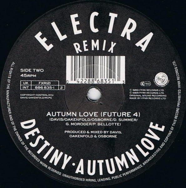 Electra : Destiny (The Remix) / Autumn Love (Future 4) (12", Ltd)