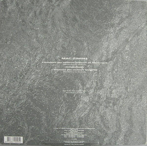 Mac Zimms : L'Annonce Des Couleurs (Vincent De Moor Remix) (12")