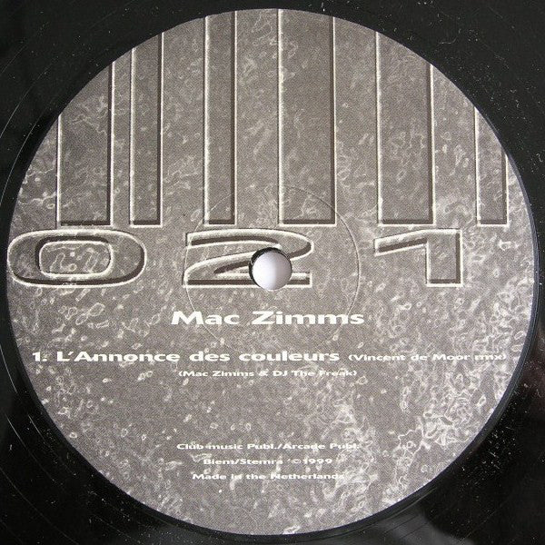 Mac Zimms : L'Annonce Des Couleurs (Vincent De Moor Remix) (12")