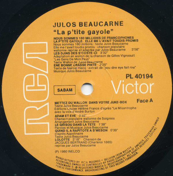 Julos Beaucarne : La P'tite Gayole (LP, Album)