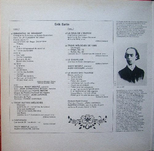Erik Satie : Geneviève De Brabant - La Messe Des Pauvres, "La Diva de L'Empire" Et Huit Autres Mélodies (LP)