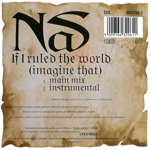 Nas : If I Ruled The World (Imagine That) (CD, Single, Car)