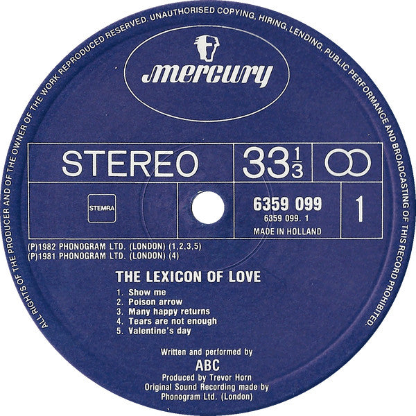 ABC : The Lexicon Of Love (LP, Album)