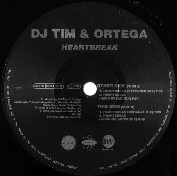 DJ Tim & Ortega (2) : Heartbreak (12", Promo)