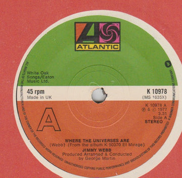 Jimmy Webb : Where The Universes Are (7", Single)