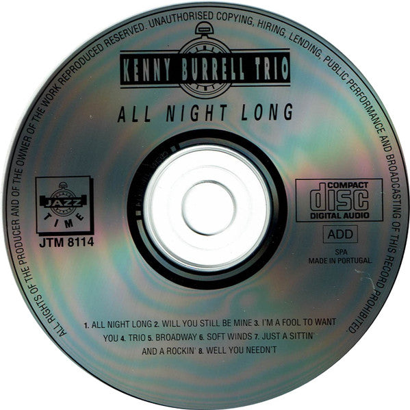 The Kenny Burrell Trio : All Night Long (CD, Album)
