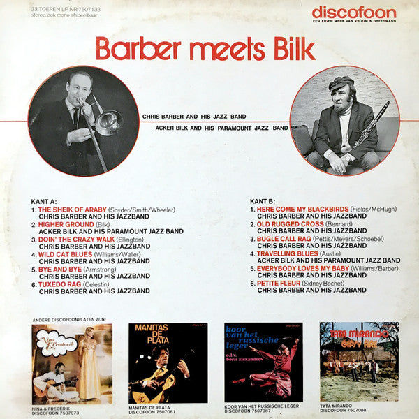 Chris Barber's Jazz Band, Acker Bilk And His Paramount Jazz Band : Barber Meets Bilk (LP, Comp)