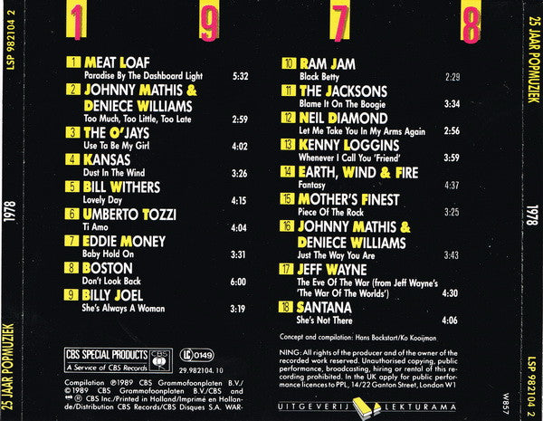 Various : 25 Jaar Popmuziek 1978 (CD, Comp, +Bo)
