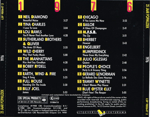 Various : 25 Jaar Popmuziek 1976 (CD, Comp, +Bo)