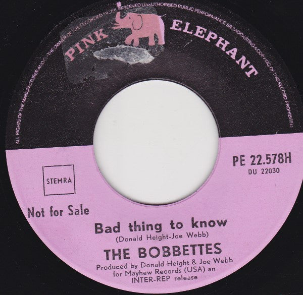 The Bobbettes : Bad Thing To Know / It's All In Your Mind (7", Single, Promo)